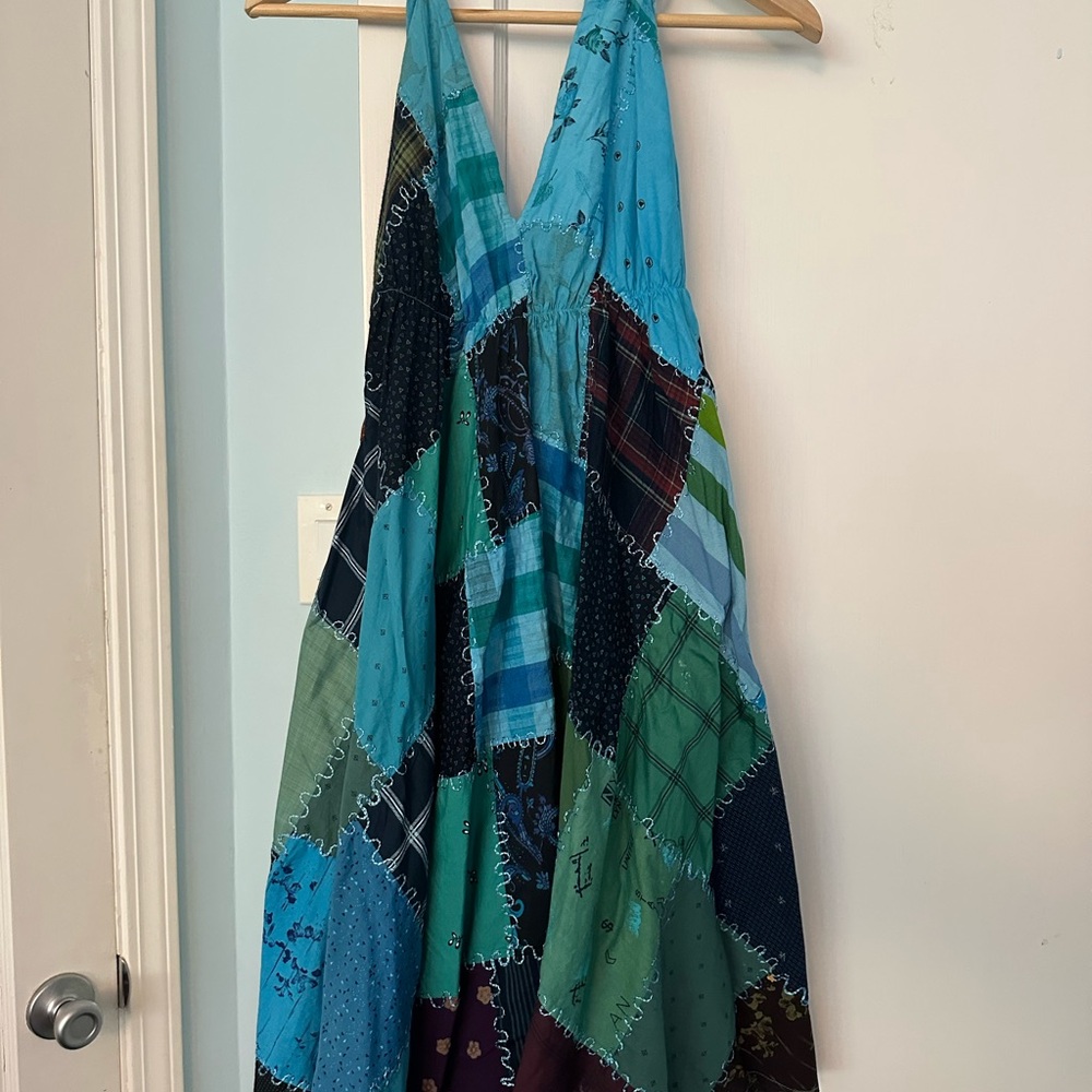 Colorful Patchwork Halter Dress